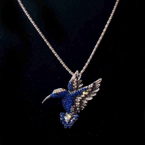 Jewelry - Hummingbird with blue crystals necklace Jewelry - Hummingbird with blue crystals necklace